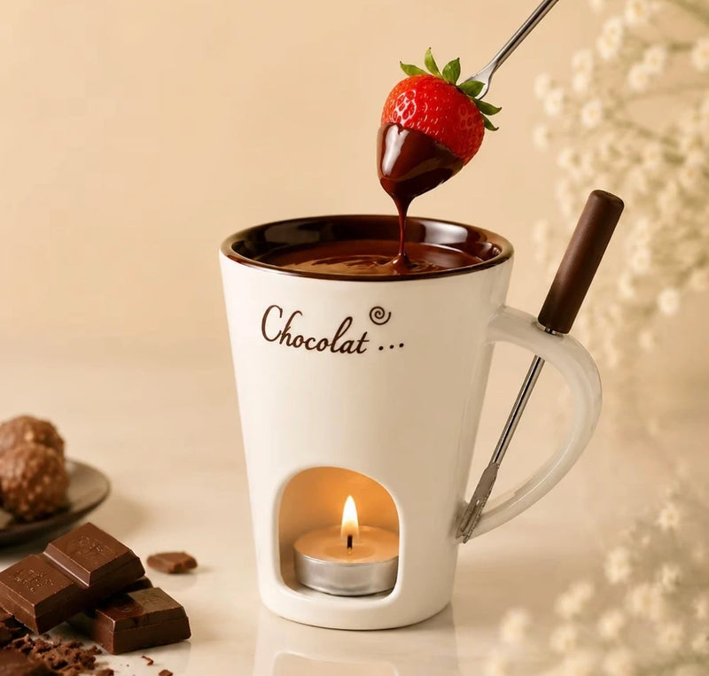 Ceramic Chocolate Fondue Mug Set