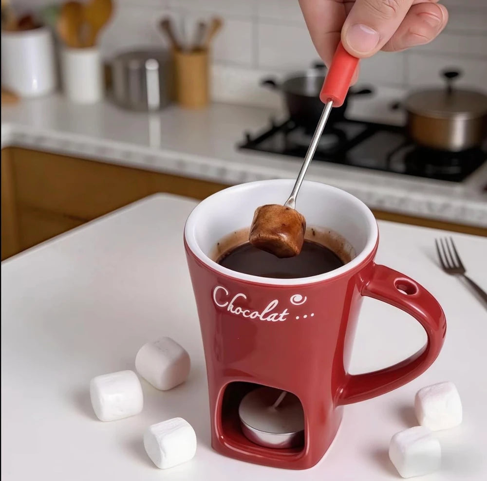 Ceramic Chocolate Fondue Mug Set