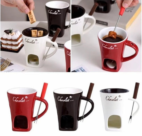 Ceramic Chocolate Fondue Mug Set