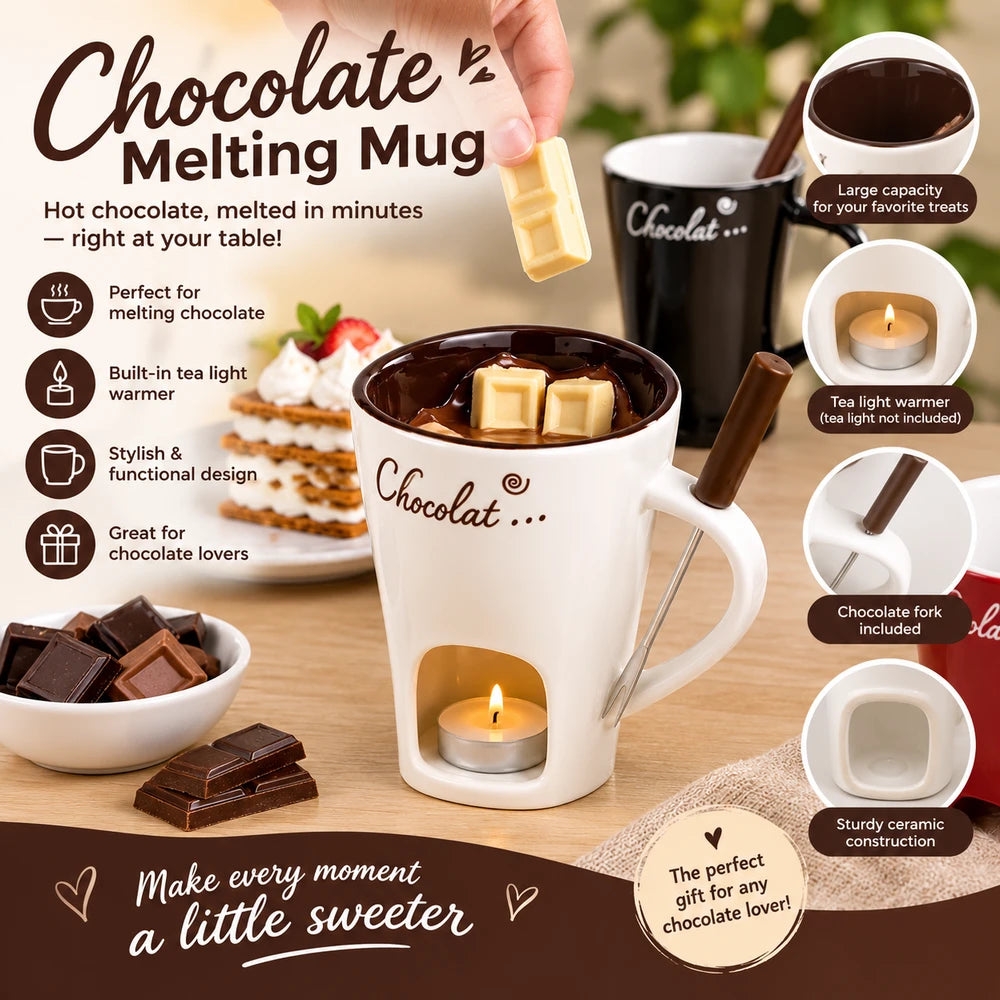 Ceramic Chocolate Fondue Mug Set